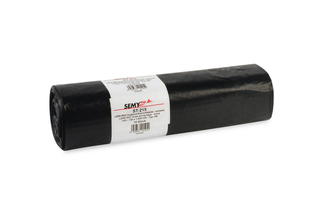 SemyTop LDPE-Regenerat Zugband-Kehrichtsäcke, schwarz, Typ 100, 110 L