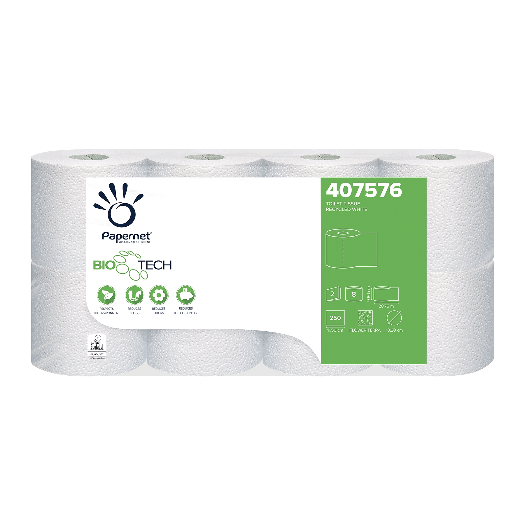 Papernet Bio Tech Toilettenpapier Kleinrollen, 2-lagig, 250 Blatt
