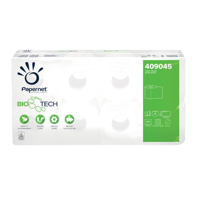 Papernet Bio Tech Toilettenpapier, 3-lagig, 250 Blatt, deinktes Papier