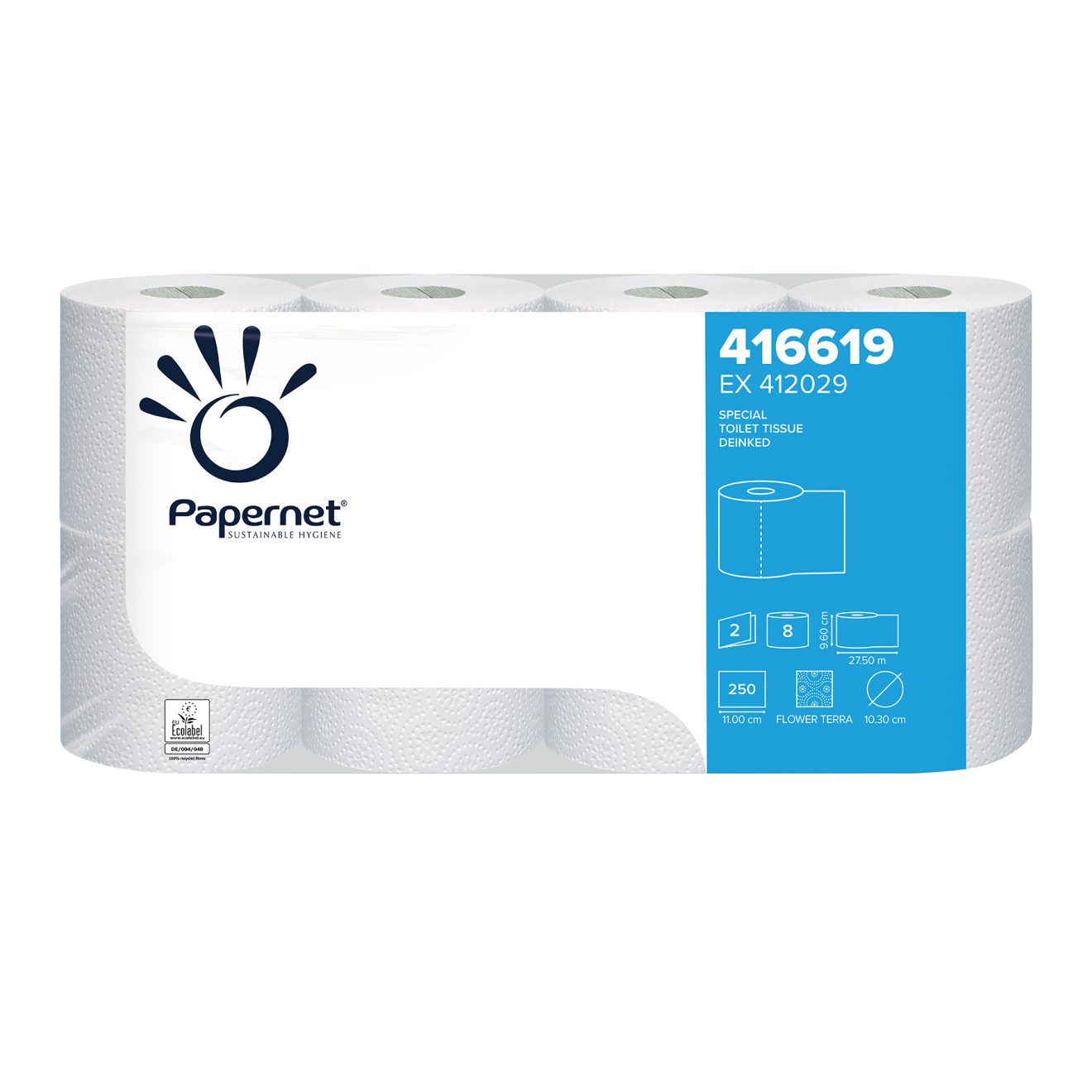 Papernet Toilettenpapier, 2-lagig, 250 Blatt, deinktes Papier