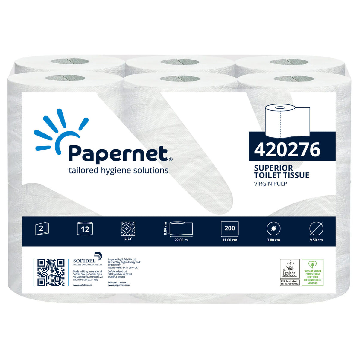 Papernet Toilettenpapier, 2-lagig, 200 Blatt, 12er Pack