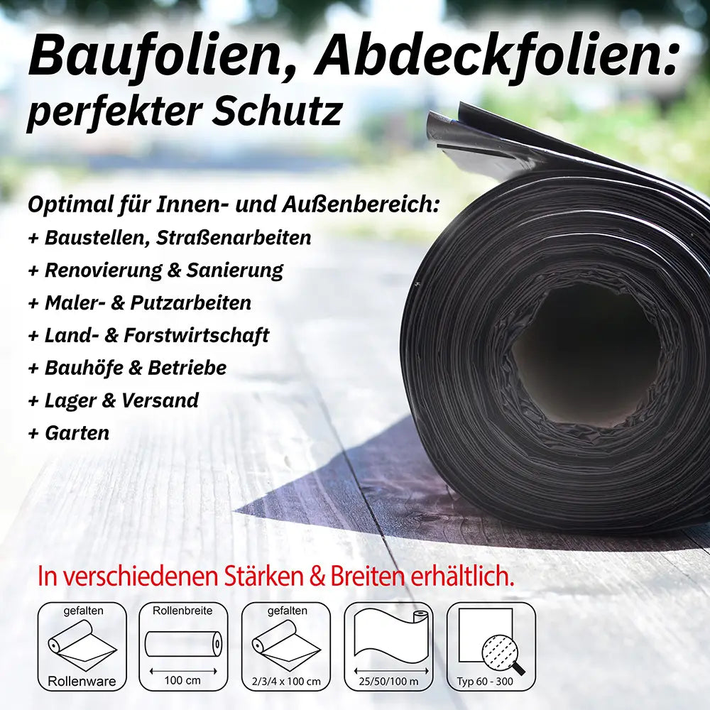 Sobsy LDPE-Regenerat Baufolie, 4 x 50 m, transluzent, Typ 300