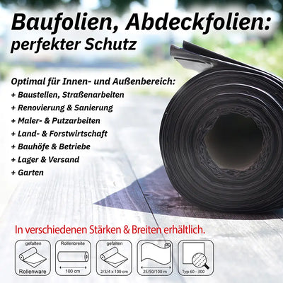 Sobsy LDPE-Regenerat Baufolie, 4 x 50 m, transluzent, Typ 300