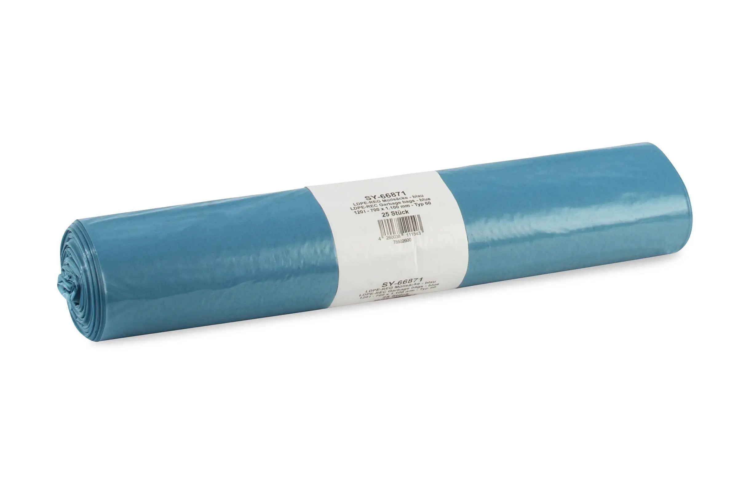 Sobsy LDPE-Regenerat Müllsäcke, blau, Typ 60, 120 L