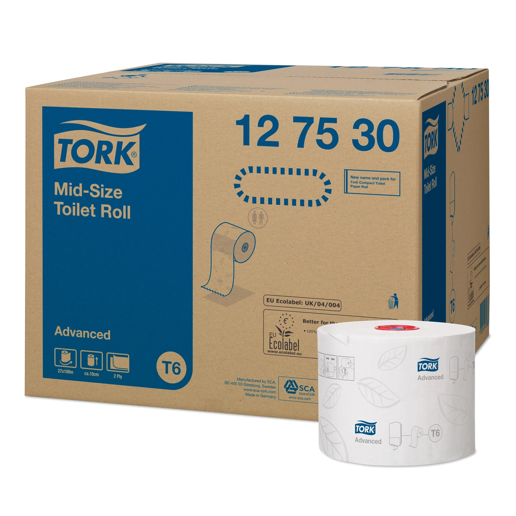 Tork Advanced Midi-Rolle Toilettenpapier, 2-lagig, 100 m