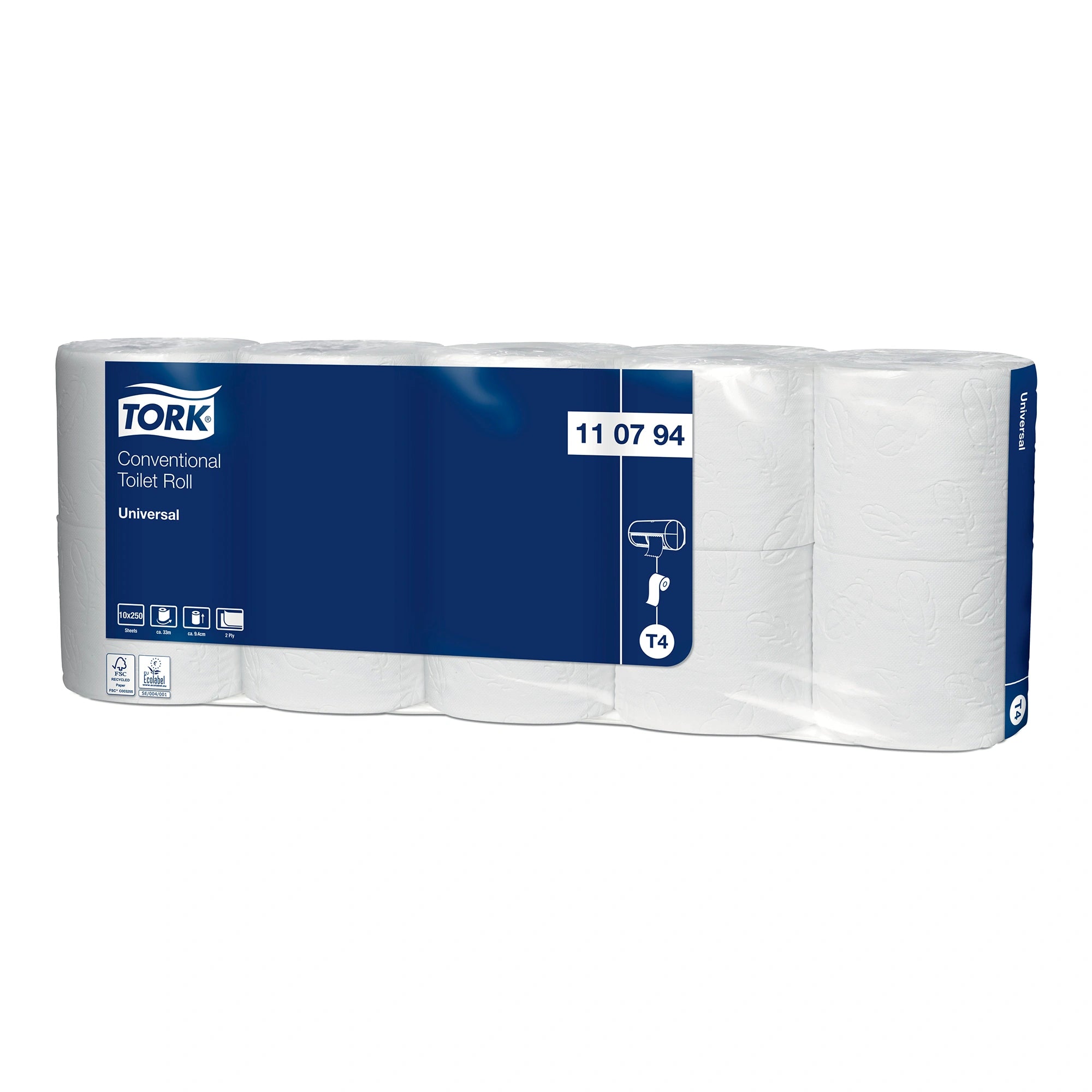 Tork Universal Kleinrolle Toilettenpapier, 2-lagig, 250 Blatt, 70er Großpack